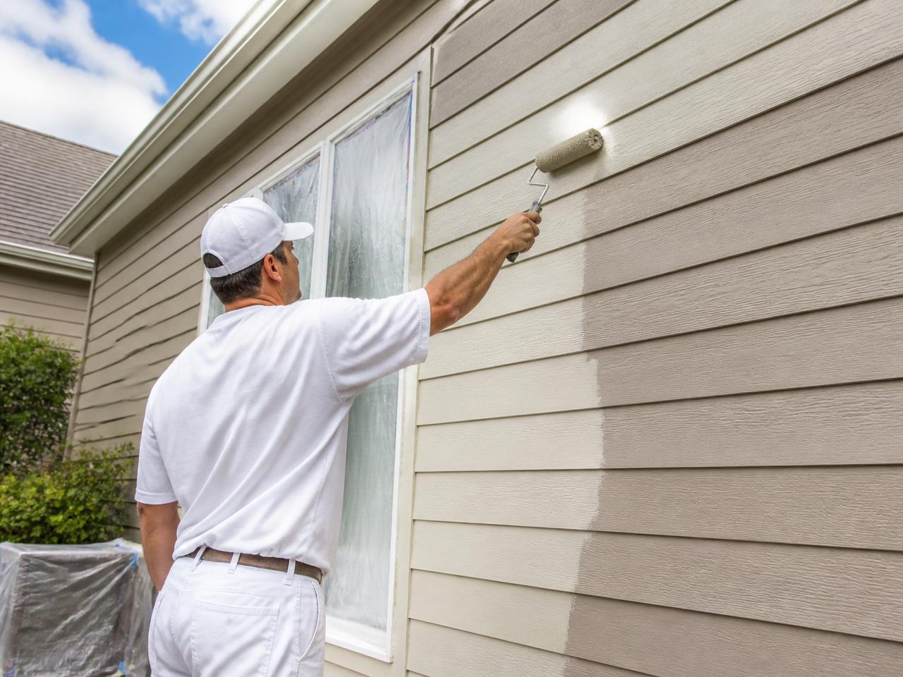 Painting contractor at work