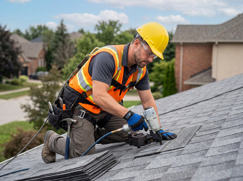 Roofing contractor at work